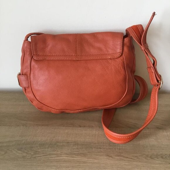 See by Chloe Crossbody Bag Orange Pebbled Leather with Zipper Ribbon Detail - Picture 3 of 12
